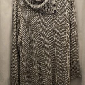 Eight Eight Eight Textured Gray Cowl Neck Sweater